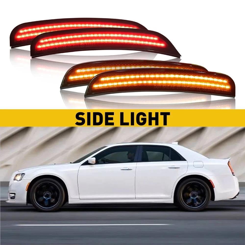 Feux latéraux Pare-chocs Avant Et Arrière Voiture Double Marqueur Latéral LED Brut Clignotant Rouge Ambre Pour Chrysler 300 2015 2016 2017 2018 2019 2020 2021 Clignotant Latéral