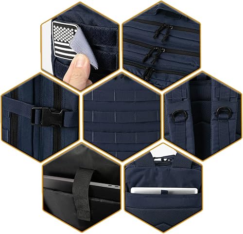 Miniatura 6 de QT&QY - Mochila táctica militar de 45L, mochila de senderismo y escalada, mochila de asalto de la armada, para empacar para 3 días de actividades en