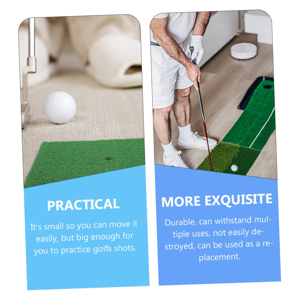 HEMOTON 2Pcs Golf Hitting Mat Artificial Turf Chipping Mats for Practice Durable Non Slip Golfing Training Rug for Beginners Golf