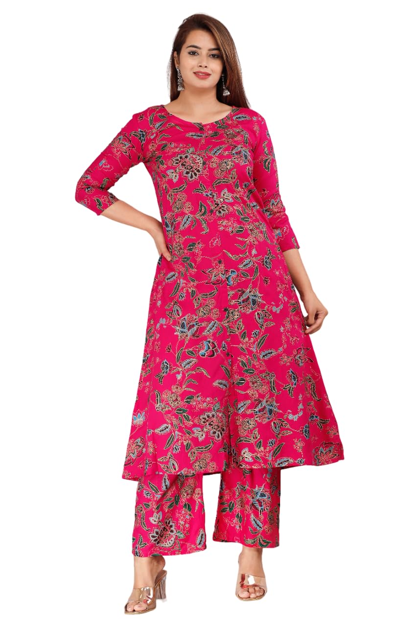 Shrivani Kurta and Palazzo Set Printed Anouk Pink Palazzo Set, Kurti for Women (Pink)