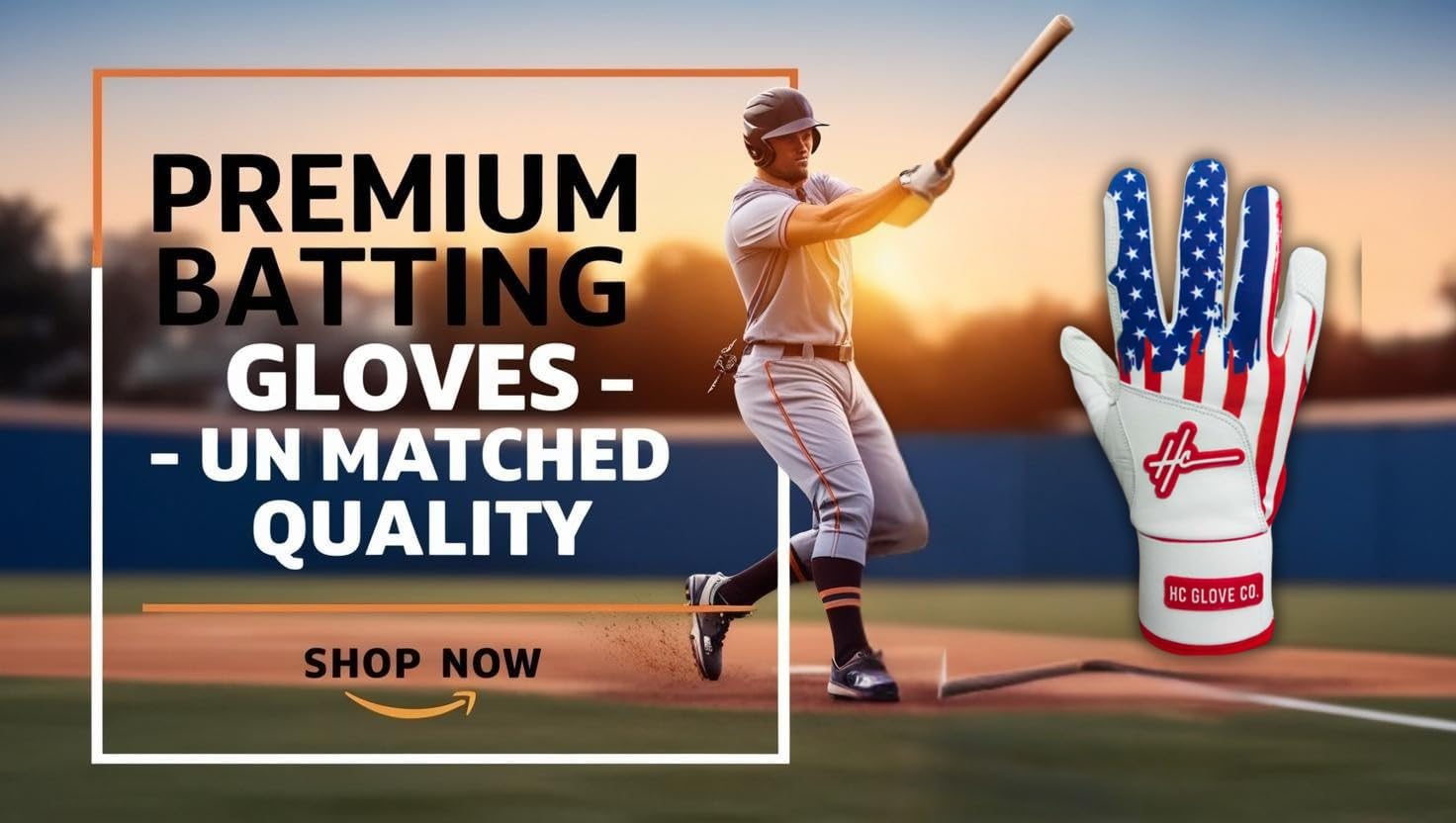 USA Flag Baseball & Softball Batting Gloves – Premium Leather Palm – Patriotic American Design – Durable Grip & Comfort Fit for Adult Players