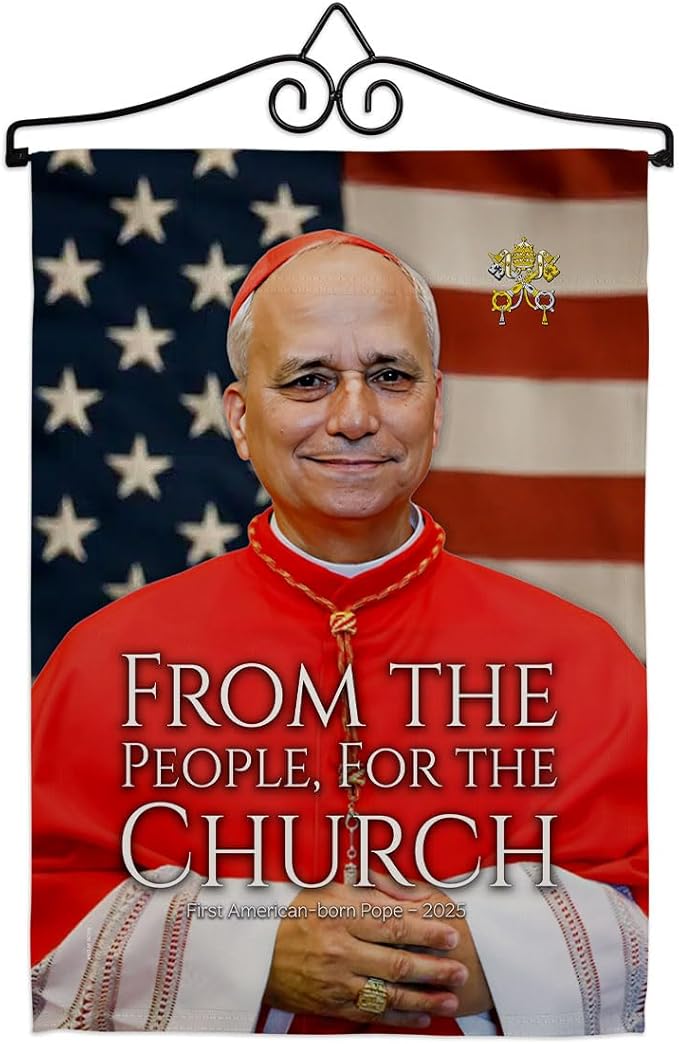 American Born Canvas Set Flag Hanger Memorabilia Wall Decor Religiou Sign Picture Print Habemus Papam Decorations American Papal Poster Vatican Tapestry Catholic Gifts Made in USA