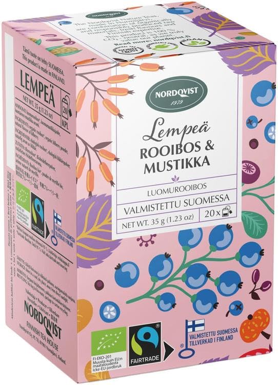 Nordqvist Lempeä Rooibos & Blueberry Organic & Fair Trade Tea 10 Packs of 35g 12oz SÖPÖSÖPÖ pack (SOPOSOPO)