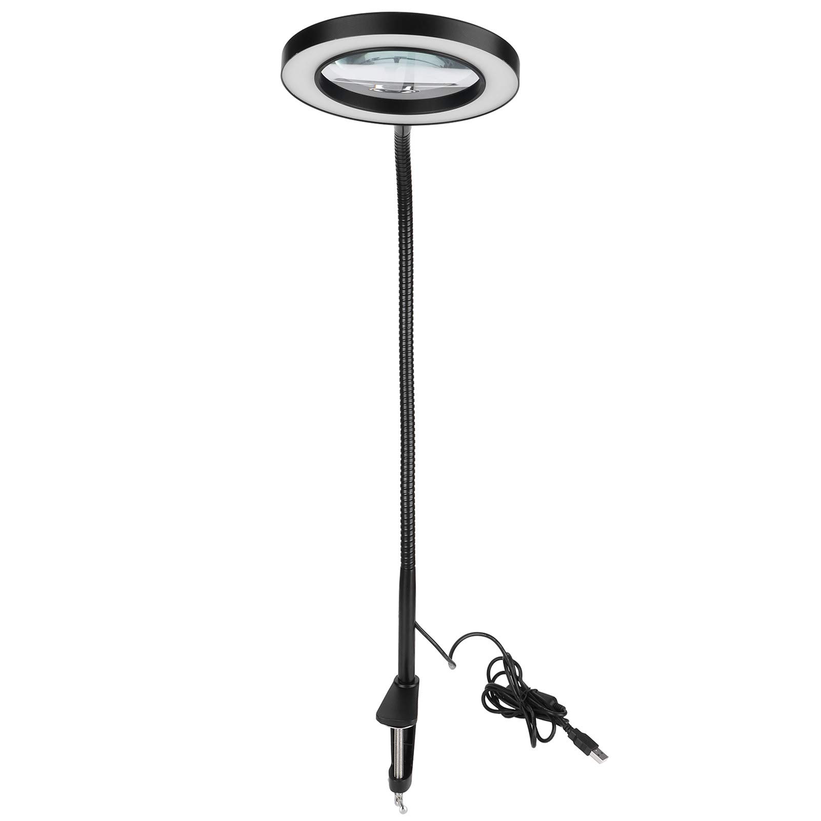 Generic Lampe Loupe 5X avec Col de Cygne Flexible et Gradation à 10 Niveaux pour Travaux de Broderie Noir 1 Unité