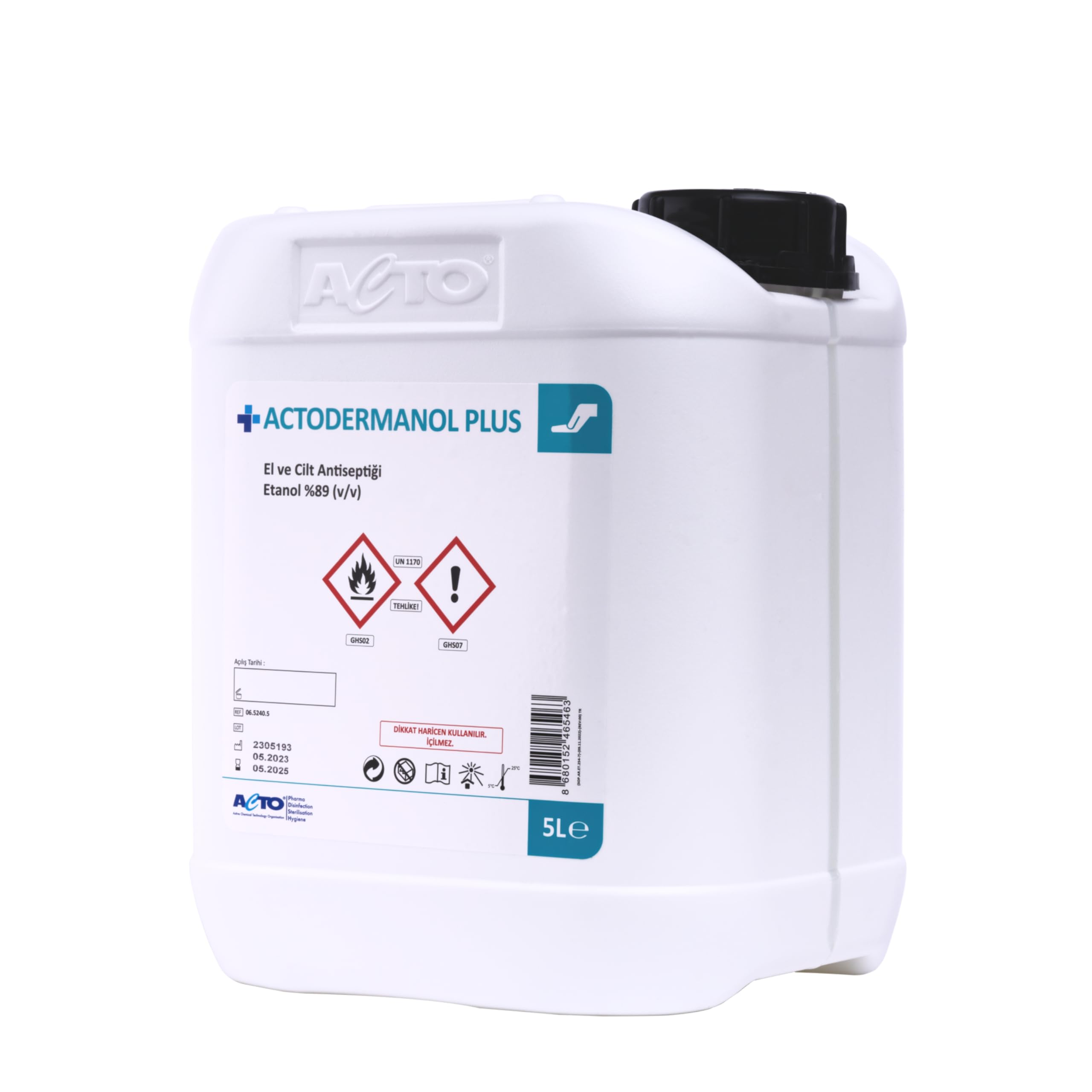 ACTODERMANOL® PLUS 1L – El ve Cilt Antiseptiği |%89 Etanol (v/v) İçerikli Hızlı Etkili Dezenfektan | Zararlı Mikroorganizmalara Karşı Etkin Koruma | Cilt Dostu, Hızlı Kuruyan Formül