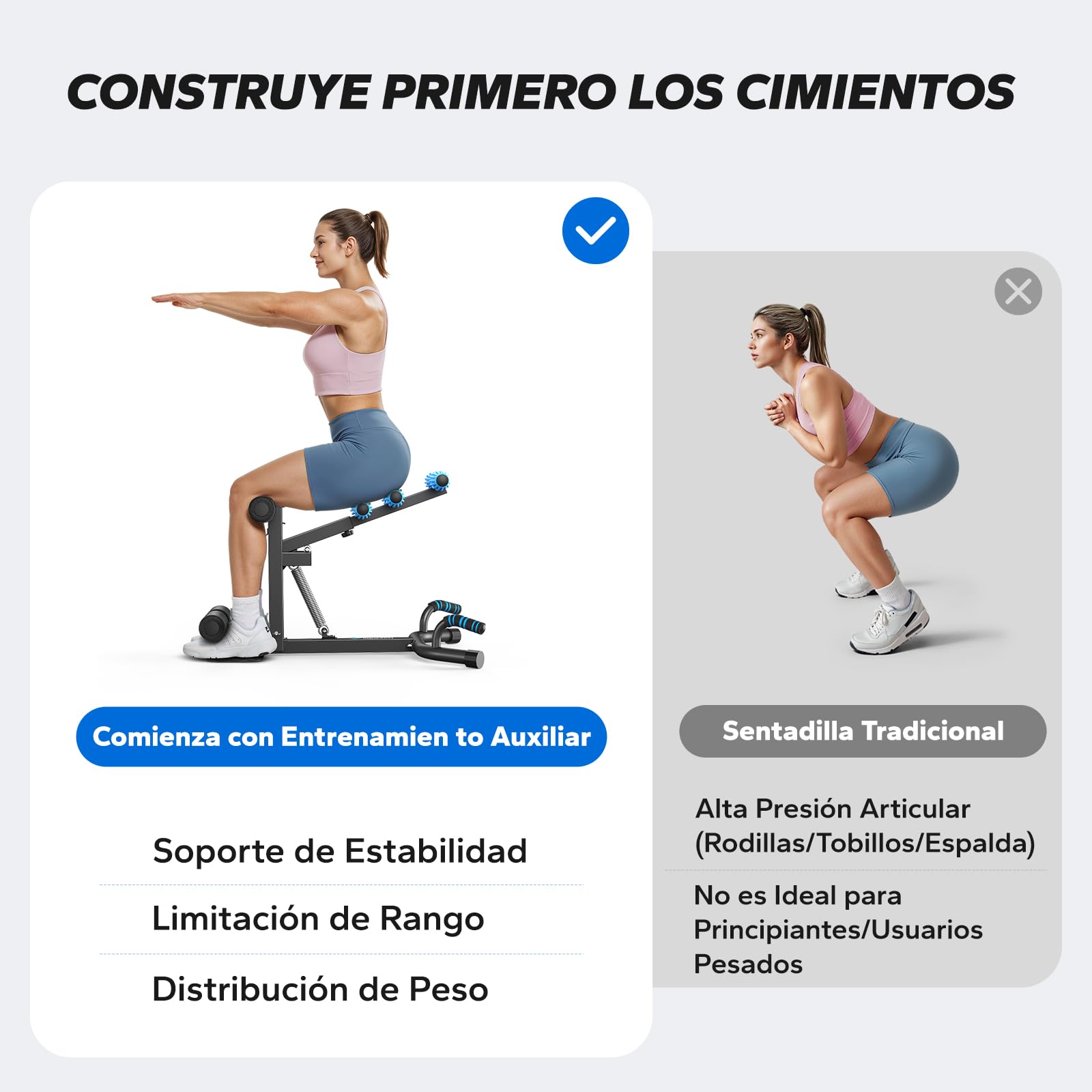 MERACH Squat Machine, Máquina de Sentadillas en Casa con 3 Niveles de Resistencia & MAX de 136 KG, Segura y Fácil de Usar, Entrenador de Sentadillas para Fitness & Tonificación, Recuperación - Negro
