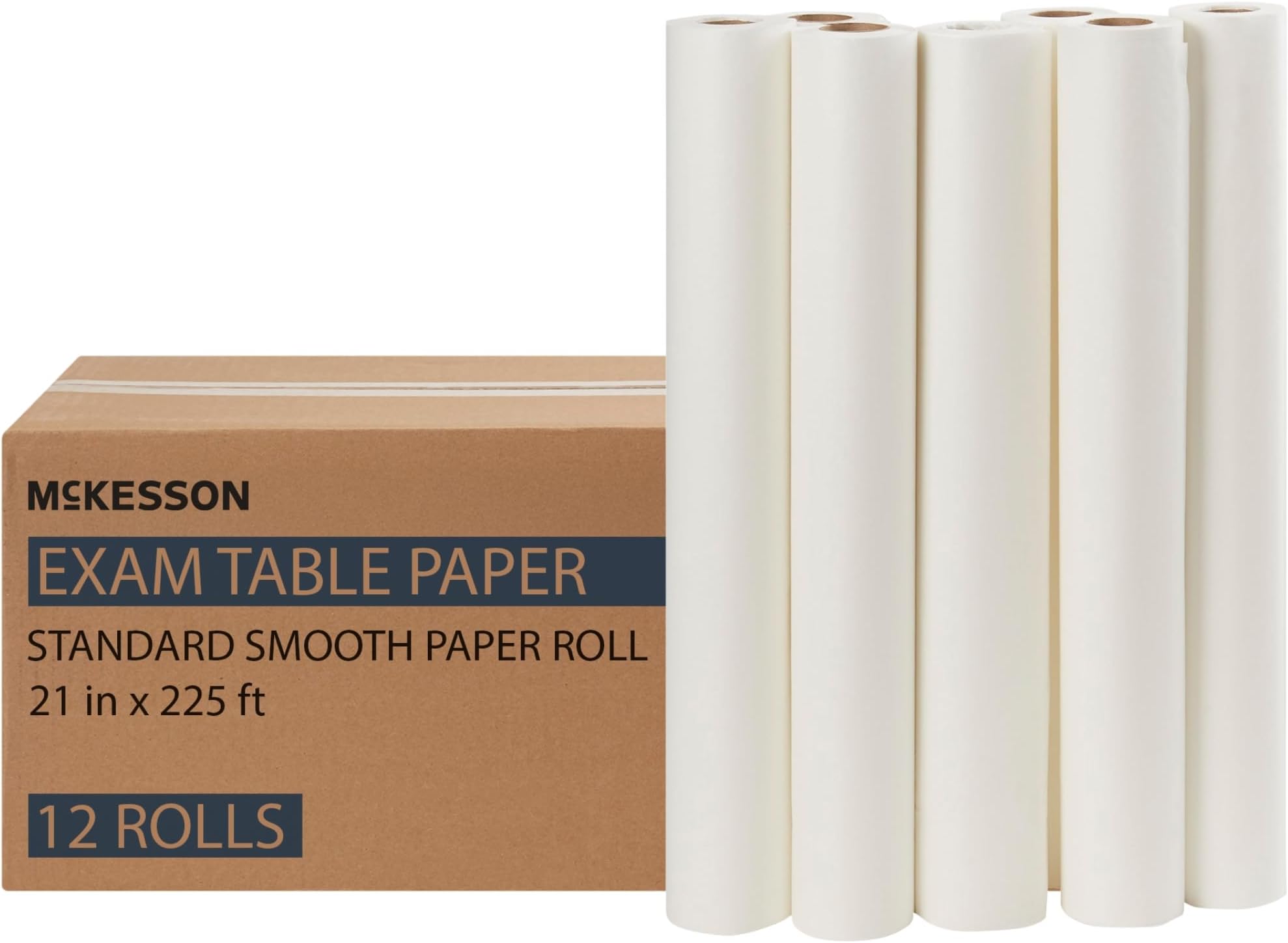 McKesson 18-914 Table Paper, Smooth, Economy, White, 21" Width, 225' Length, 21" Width, 2700" Length (Pack of 12)