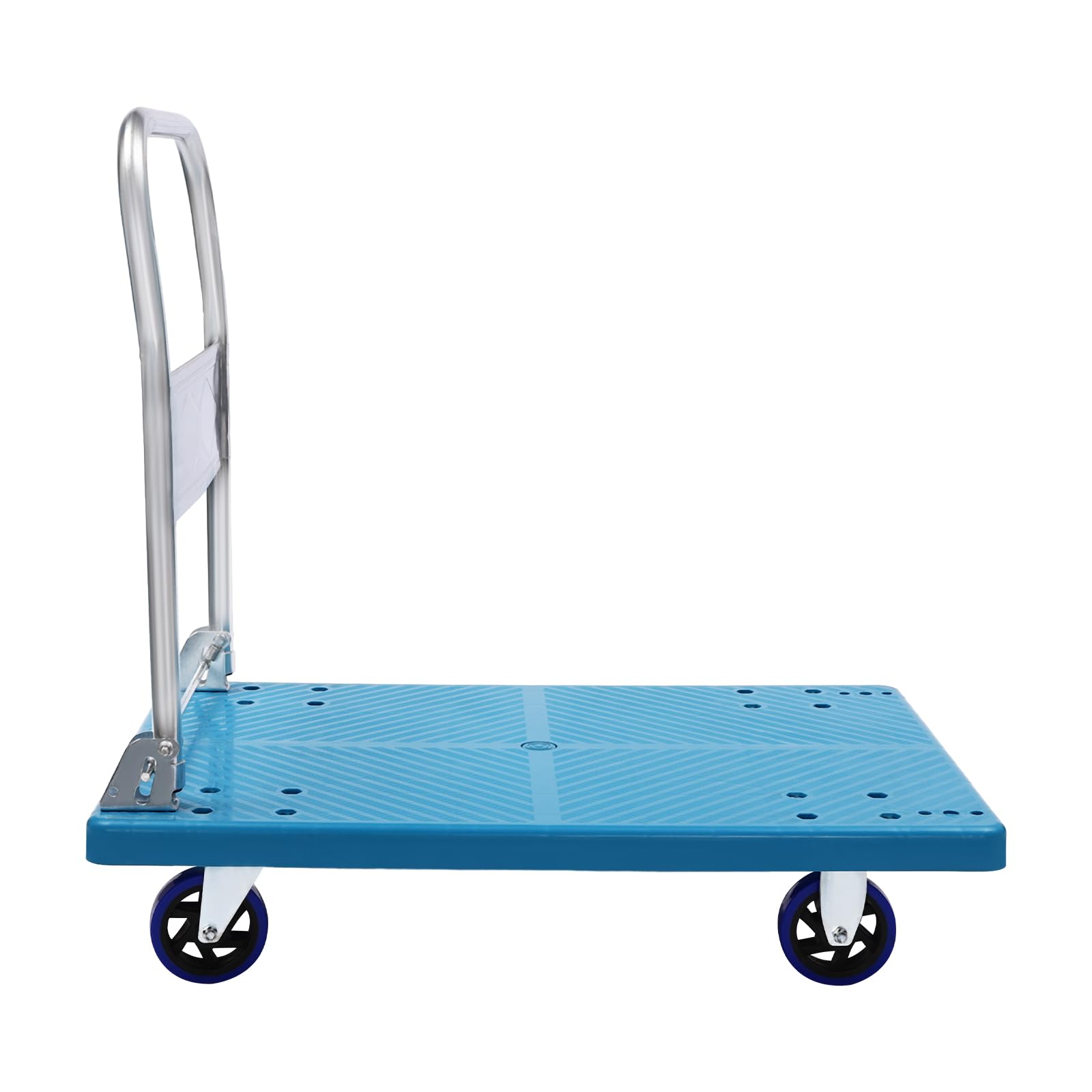Carretilla de mano plegable con 300 kg de capacidad de carga, transporte de 4 ruedas, plegable, portátil, para equipaje, personal, viajes, reubicación y oficina (300 kg azul)
