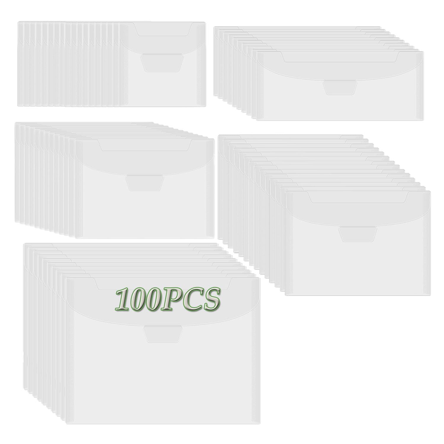 OTCRAFT 100 Pcs/Set 5 Sizes Stamp & Die Storage Pockets Resealable Clear Plastic Seal Bags Storagefor Cutting Dies Stamp Crafts for DIY Scrapbooking Paper Card Craft Cutting Dies Storage