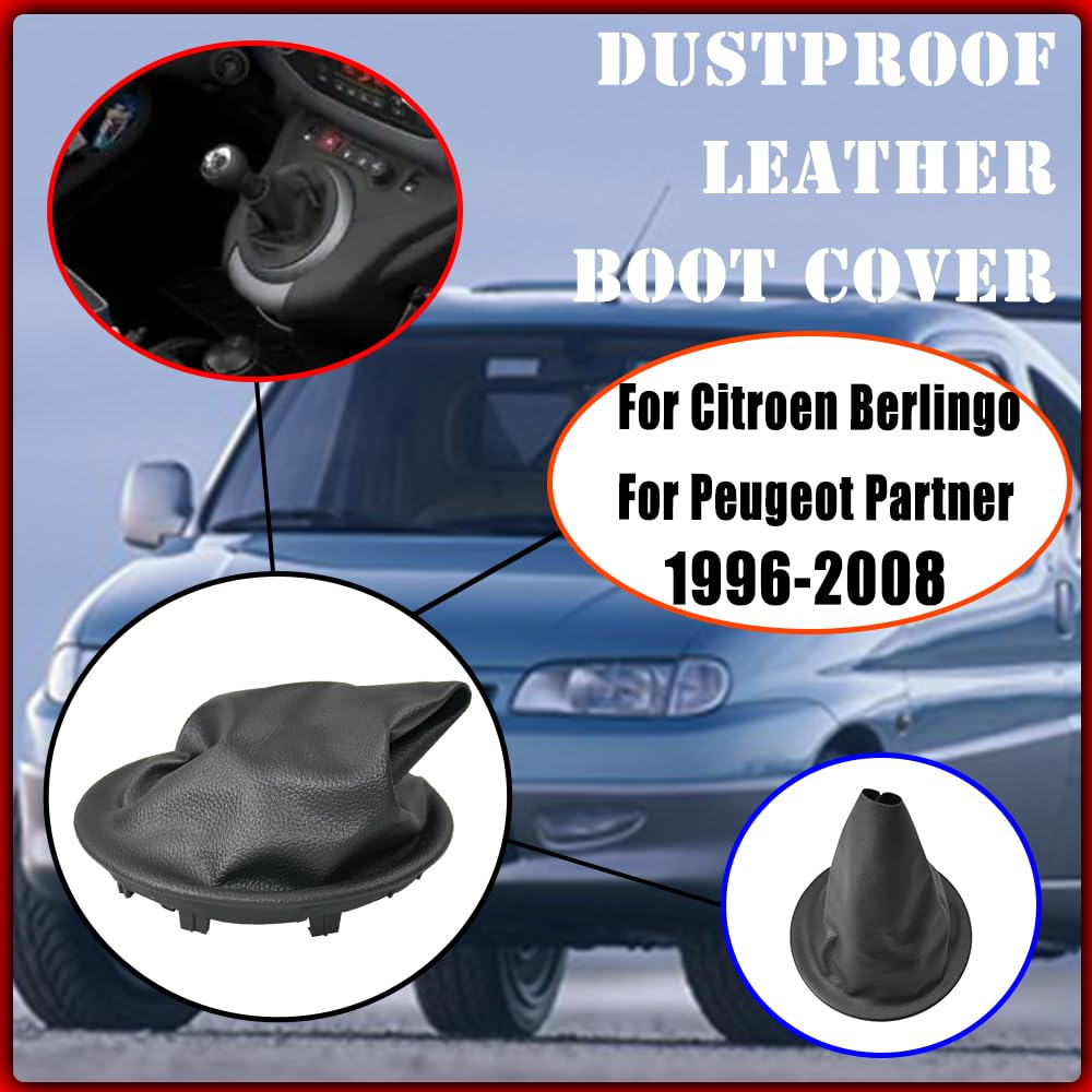 Soufflet De Levier De Vitesse Manuel En Cuir Noir Pour CitroëN Berlingo Ii Peugeot Partner 2008 2009 2010 2011 2012 2013 2014 2015 2016 2017 2018