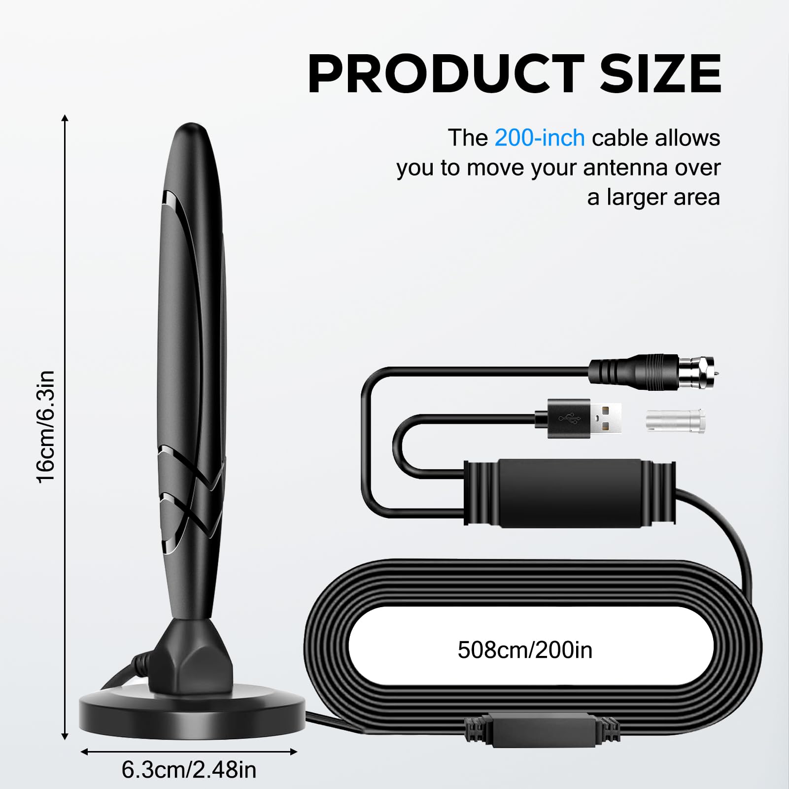 Antena De TV Exterior 2025 - Recepción Omnidireccional HD/4K, Cable De 10 M - Para Tejado O Terraza, Ideal Para Zonas Con Poca Señal