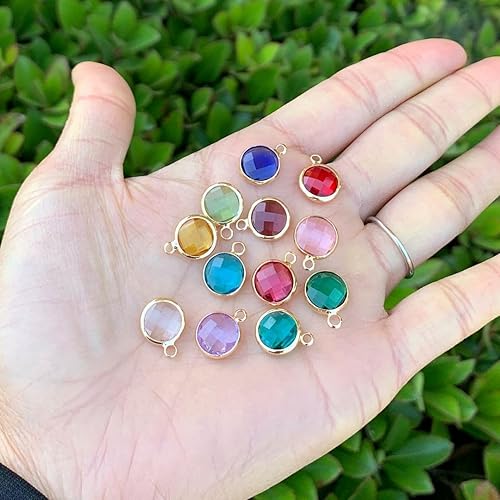 Miniatura 2 de Adabele 1 Juego de Dijes de Piedras Natales Mixtas Grado A de 10mm (0.394 in), Cuentas Colgantes de Cristal Chapadas en Oro Amarillo 18K (12 piezas)