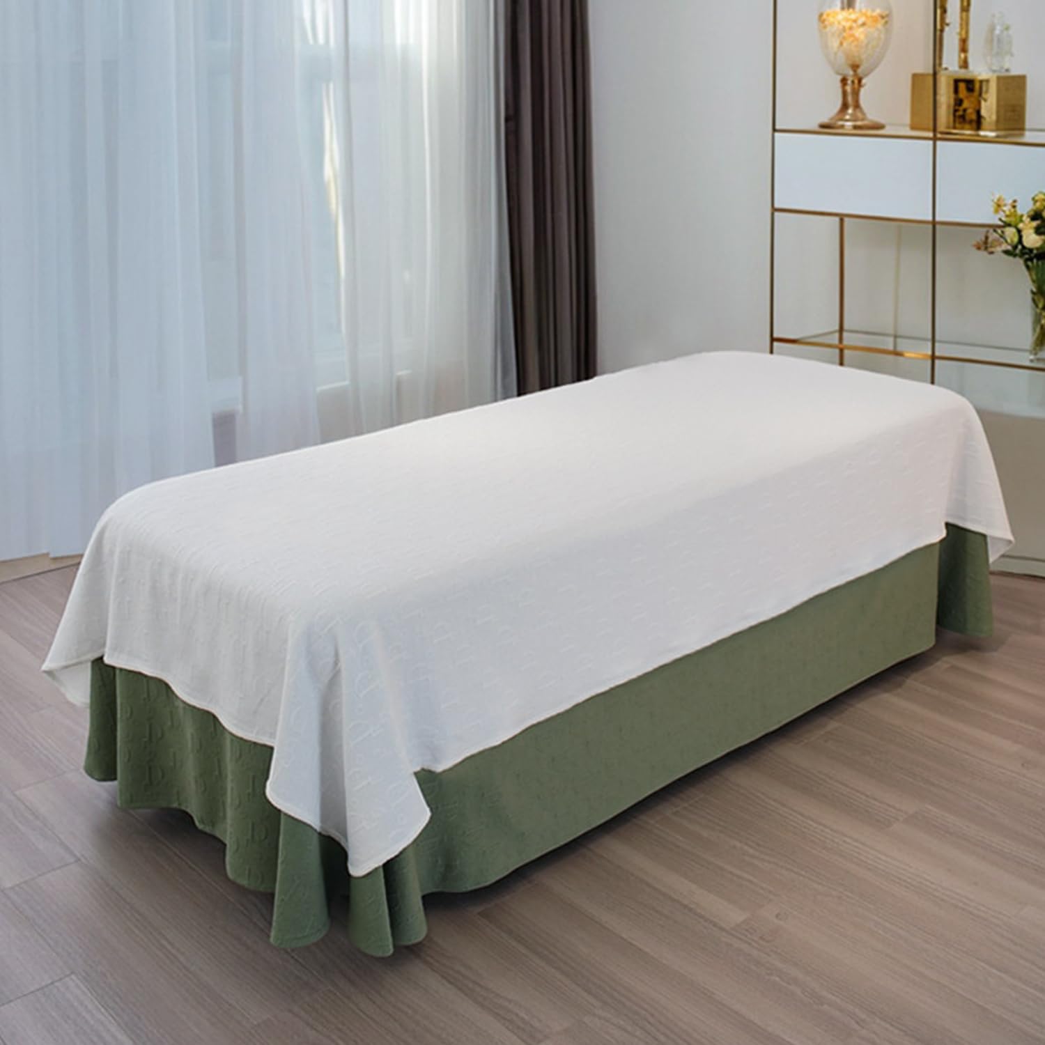 LDLCYCN ,white(N),55 * 94.5in, Premium Massage Table Bed Sheet With/Without Hole Lash Bed Sheet Professional Massage Linens Massage Table Cover for Esthetician Bed Stain Wrinkle-Resistant