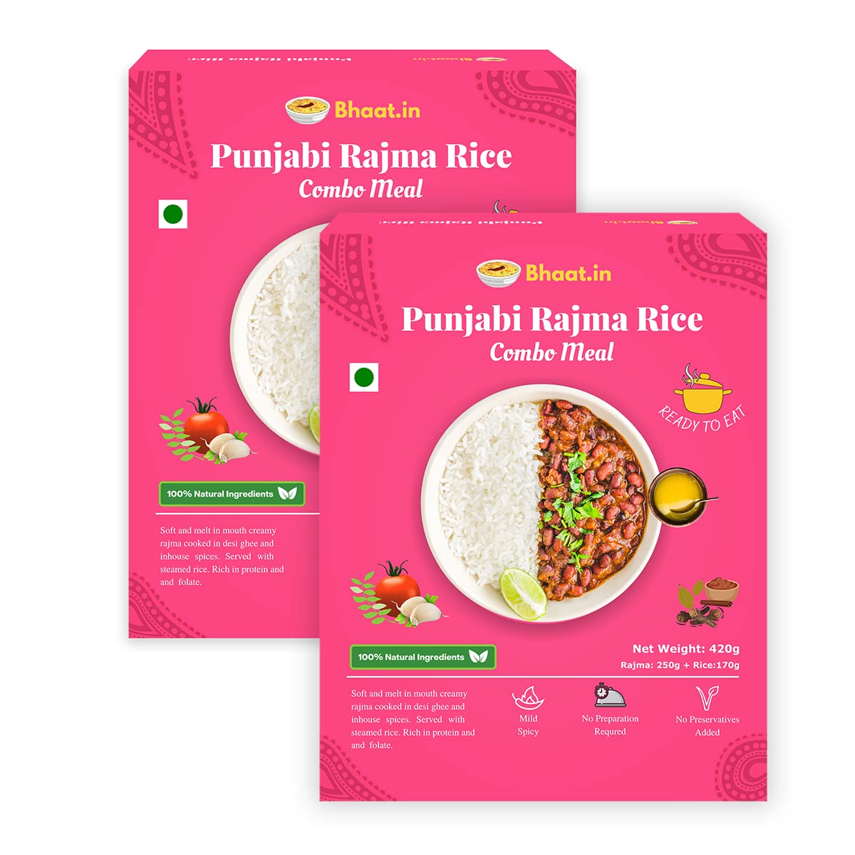 Bhaat.in Punjabi Rajma+ Rice| Ready to Eat| Pack of 2 * 420 gm|Instant Food| Bhaat |Packed meals |Cooked (B0BBBGZJLC) Amazon Price History, Amazon Price Tracker