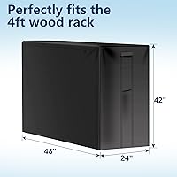 Vista 6 de Amagabeli - Cubierta de estante de leña de 4 pies, resistente a la intemperie, al aire libre, resistente, impermeable, 600D, tela Oxford
