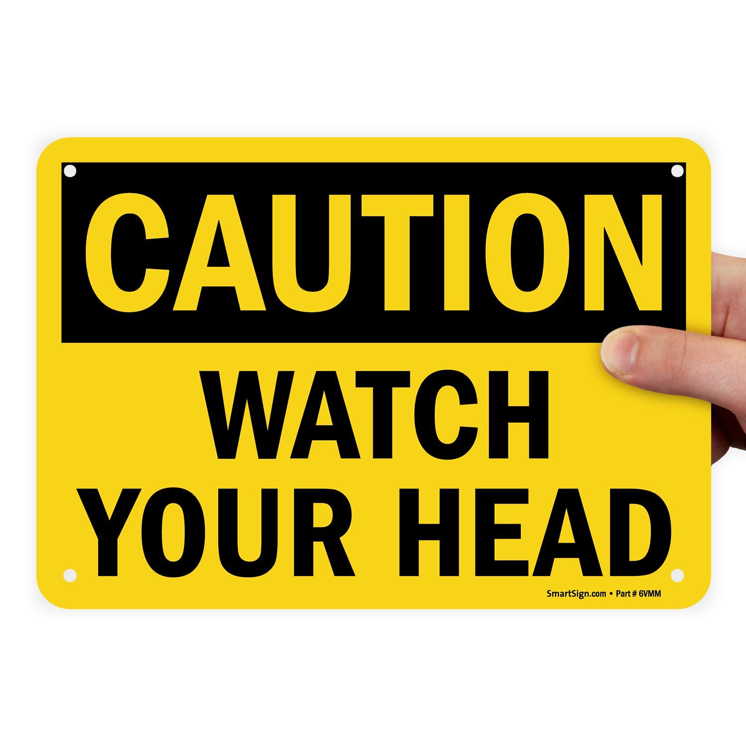 SmartSign "Caution - Watch Your Head" Sign | 7" x 10" Plastic