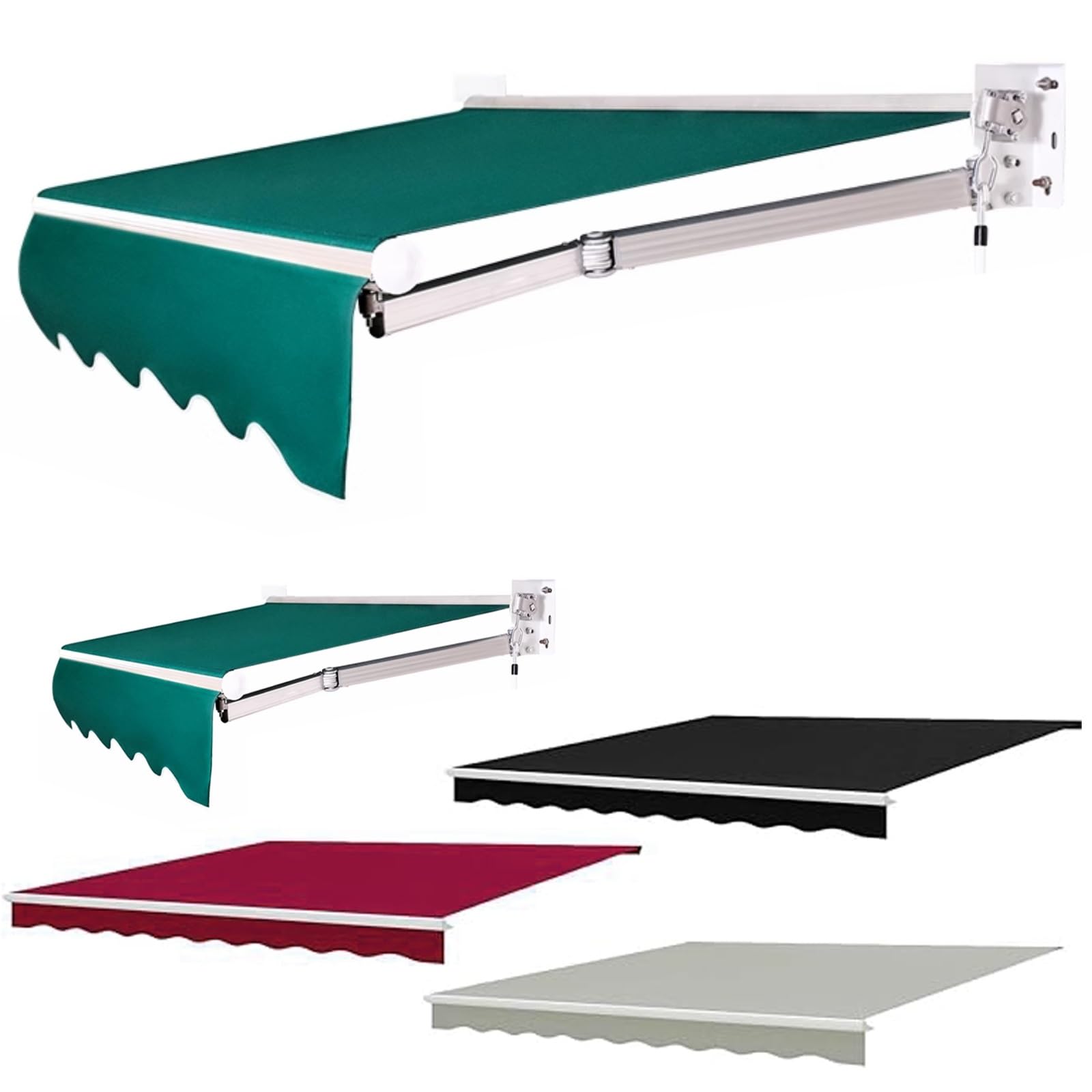 GJZQDKX Retractable Awning Replacement Fabric (No Frame) Outdoor RollUp Cover for Patio Sunshade Canopy Green 4x (13.1x) Durable UVResistant.