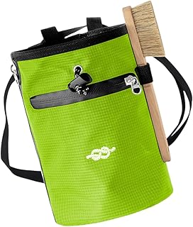 Bolsa de tiza para escalada y escalada en roca, bolsa de tiza ajustable, correa de cintura, bolsillo de almacenamiento y soporte para cepillo