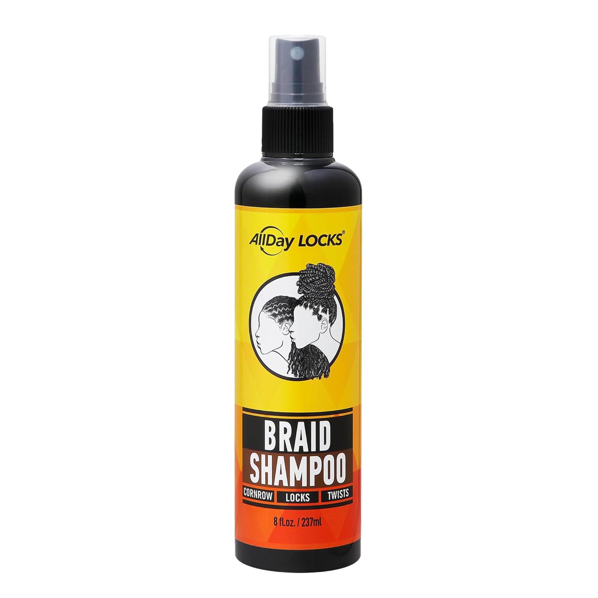 AllDay Locks Braid Shampoo, No Rinse Spray, Cleanses Buildup, 8 Oz Bottle