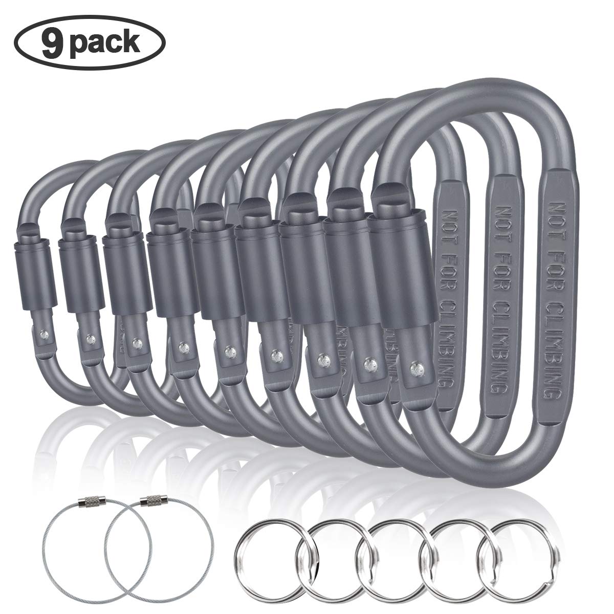 Locking Carabiner Aluminum D Ring Clip D Shape Super Durable Strong and Light Large Carabiner keyring Keychain Clip for Outdoor Camping Key Chain Heavy Duty
