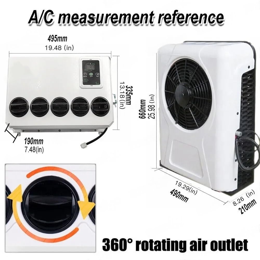 Treeligo 12V 24V 10500btu samochód elektryczny Split klimatyzator klimatyzacja parkingowa kompatybilny kompatybilny z RV ciągnik siodłowy Camper Van samochód kempingowy(A Set 24V Red)