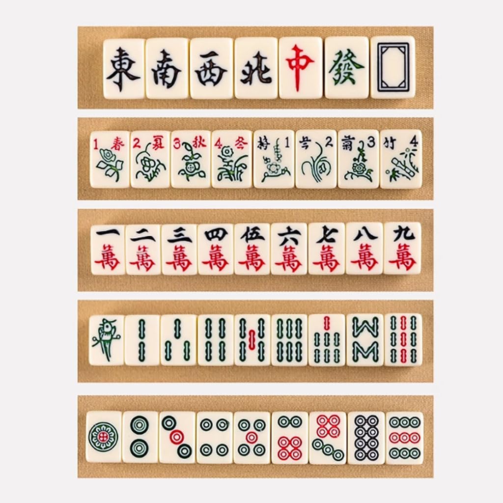 Mini różowe zestawy Mahjong, 144 płytki Mahjong z przenośną torebką podróżną, kości, obrus na stół, kompletny zestaw do gry Mahjong, do użytku domowego