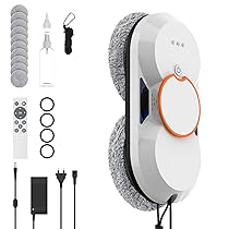 Robot Lavavetri Automatico 5600Pa, Puliscivetri Elettrico con Doppio Spruzzo, Navigazione Intelligente, 3 Modalità, Telecomando, Sensore Bordi, Anticaduta e 8 Panni, per Finestre, Specchi e Piastrelle