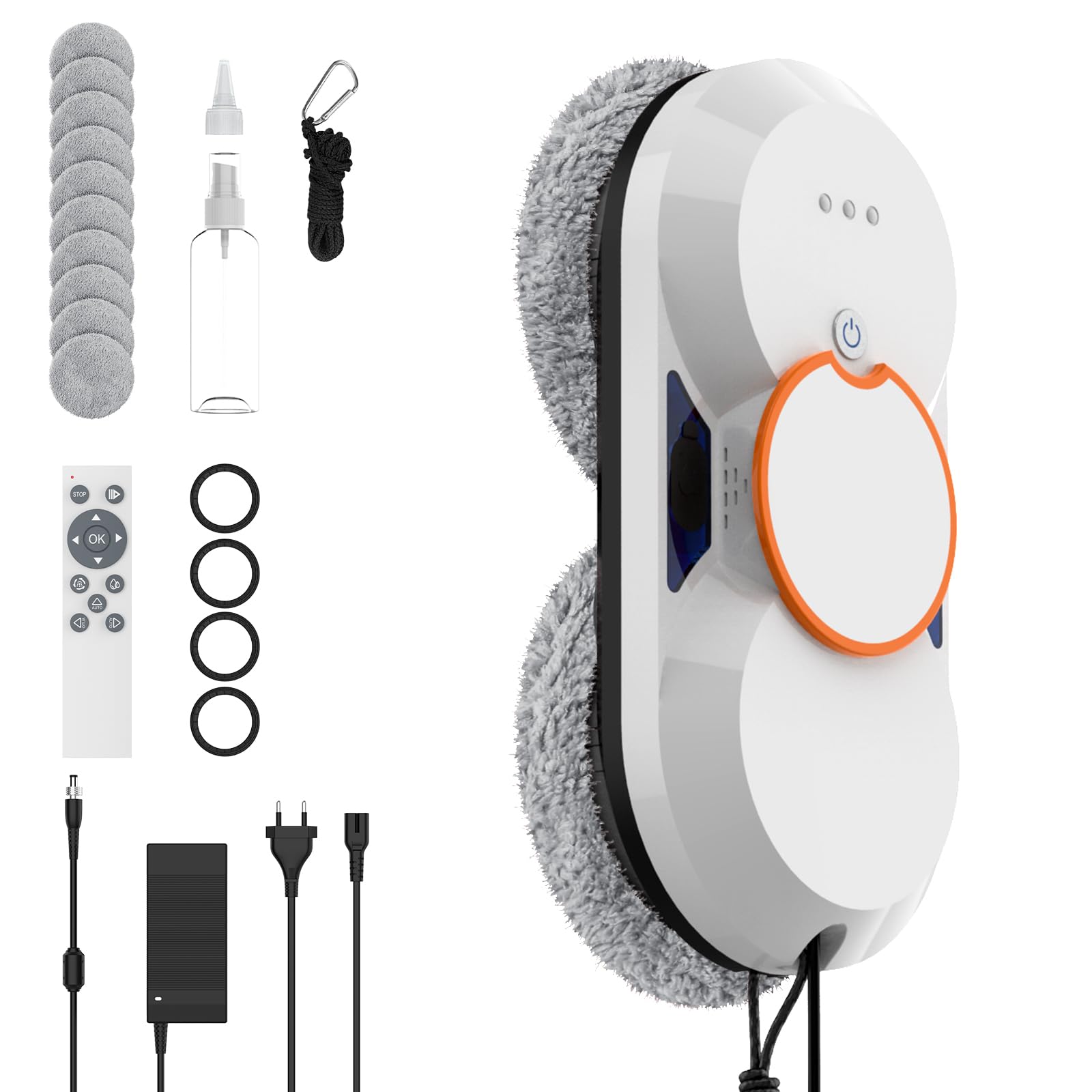 Robot Nettoyeur Vitre, 5600pa Robot Laveur de Vitre Automatique avec Double Jet D'eau, 3 Modes de Nettoyage, Navigation Intelligente, Système de Sécurité, Télécommande, Pour Toutes Surfaces Lisses
