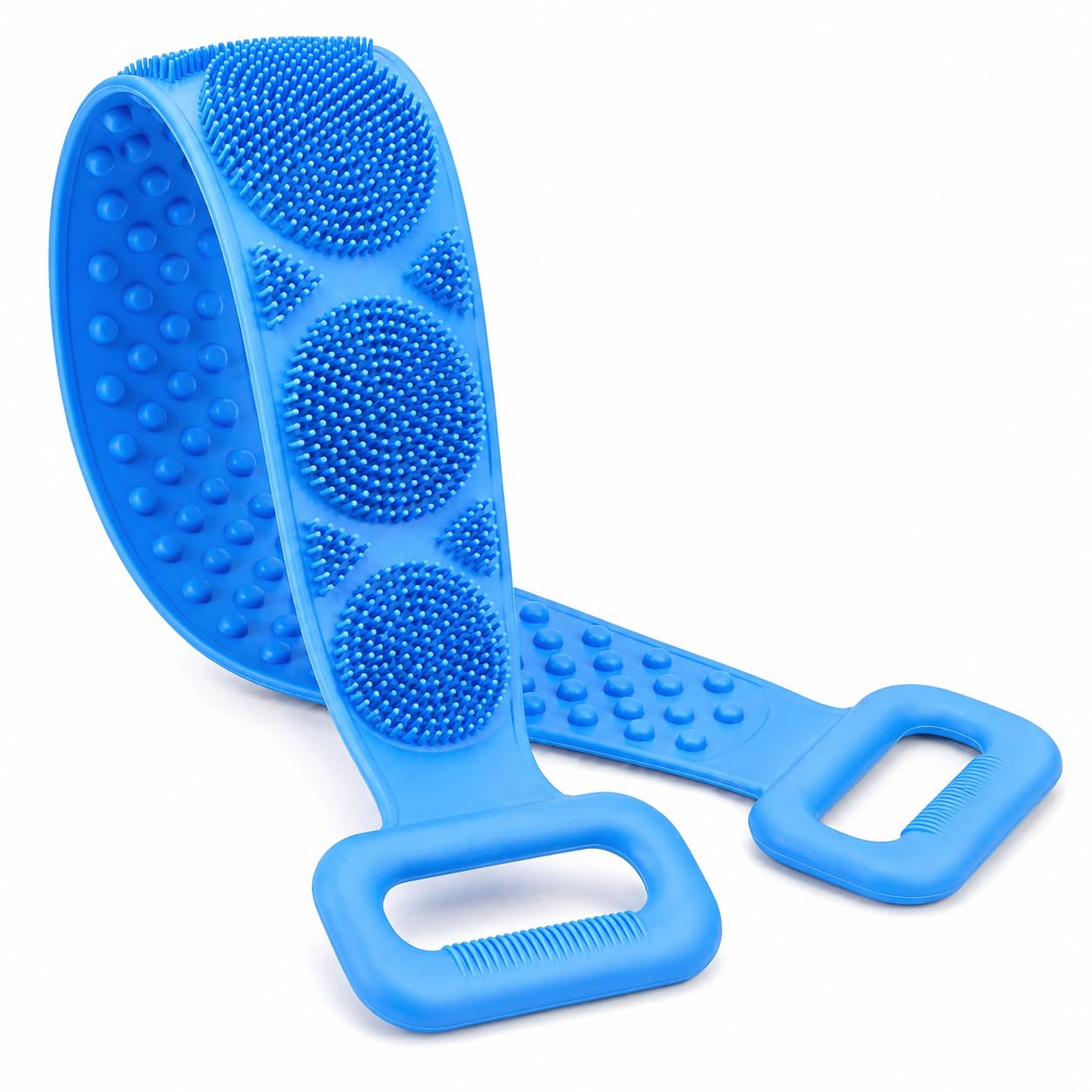 Silicone Body Back Scrubber Belt for Shower Double Sided Exfoliating Bath Brush for Deep Cleansing Dead Skin Removal and Massage Flexible Bath Scrubber for Men and Women Long Reach Shower Cleaning Belt ( Multi Colour )-image-24