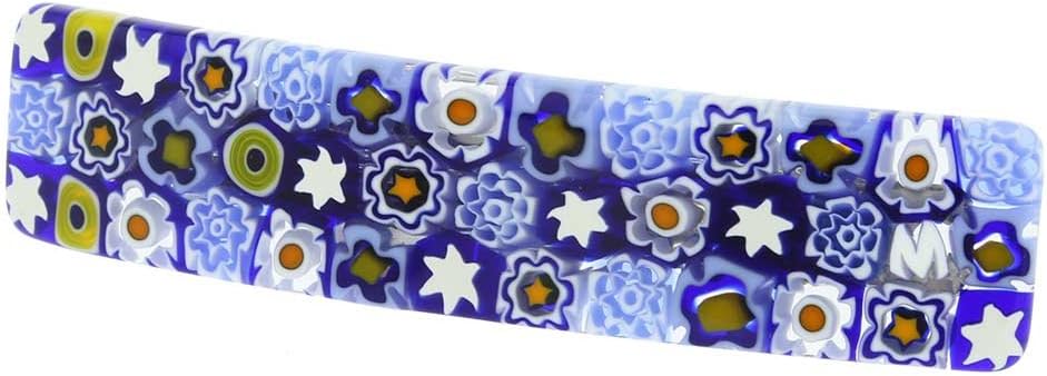 GlassOfVenice Murano Glass Millefiori Hair Clip - Blue Flowers