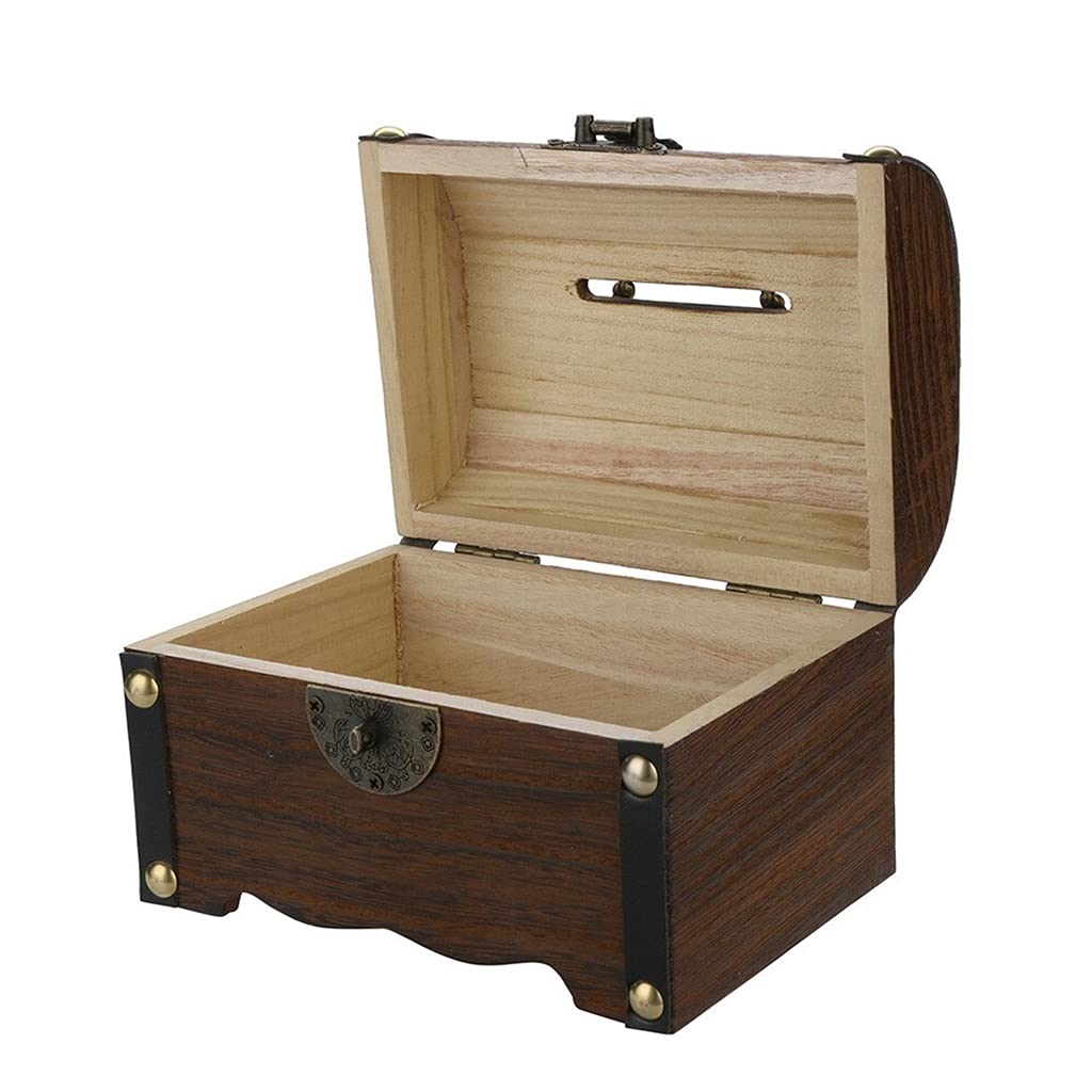 Caja de Tesoros de Madera Caja de Tesoros de Madera Caja de Cambio Caja de Joyería con Lock Creative Dormitorio Sala (tamaño : Small5.7in)