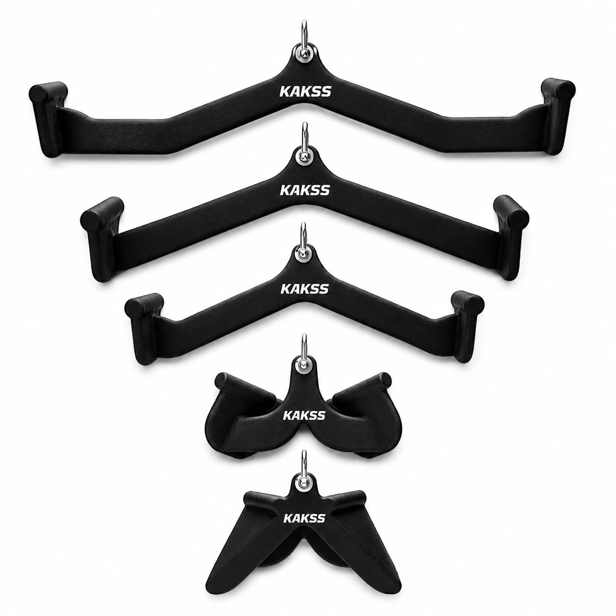 KAKSS Cable Machine Attachments. Black Matte Handles with Universal Attachment for Cable Machines. Pull Down, Press Down, Row, Triceps, Biceps & Lats. Available in 8 Varieties. (Pack Of 5 Pc (Combo))-image-9
