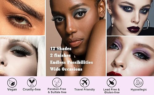 Ccbeauty Eyeshadow Stick Set, Eye Shadow Eyeliner Pencil Professional Makeup Eye Pencil Long Lasting Waterproof Matte Glitter Pearlescent Eyeshadow Makeup Gift For Women,Matte Smoky Black #TOP7