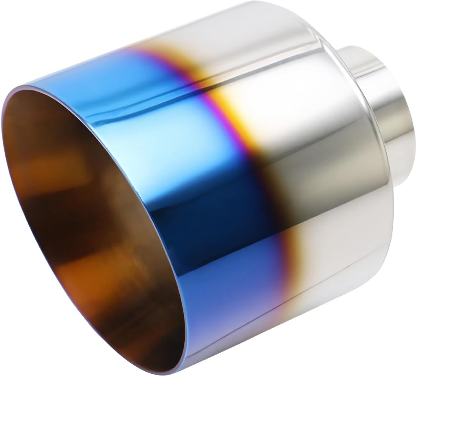 MGSTORM 5" Outlet Blue Burnt Universal Exhaust Tip, 2.5" Inlet, 6" Long, Premium Stainless Steel, Weld-On Double Wall Slant Edge