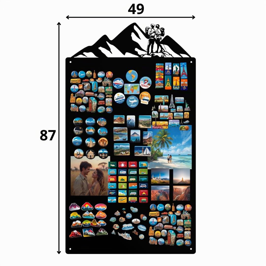 Magnettafel für Erinnerungen Schwarz 87x49 cm | Magnetisches Stahlboard für Magnete, Fotos und Notizen, Beschreibbar, Montageset inklusive