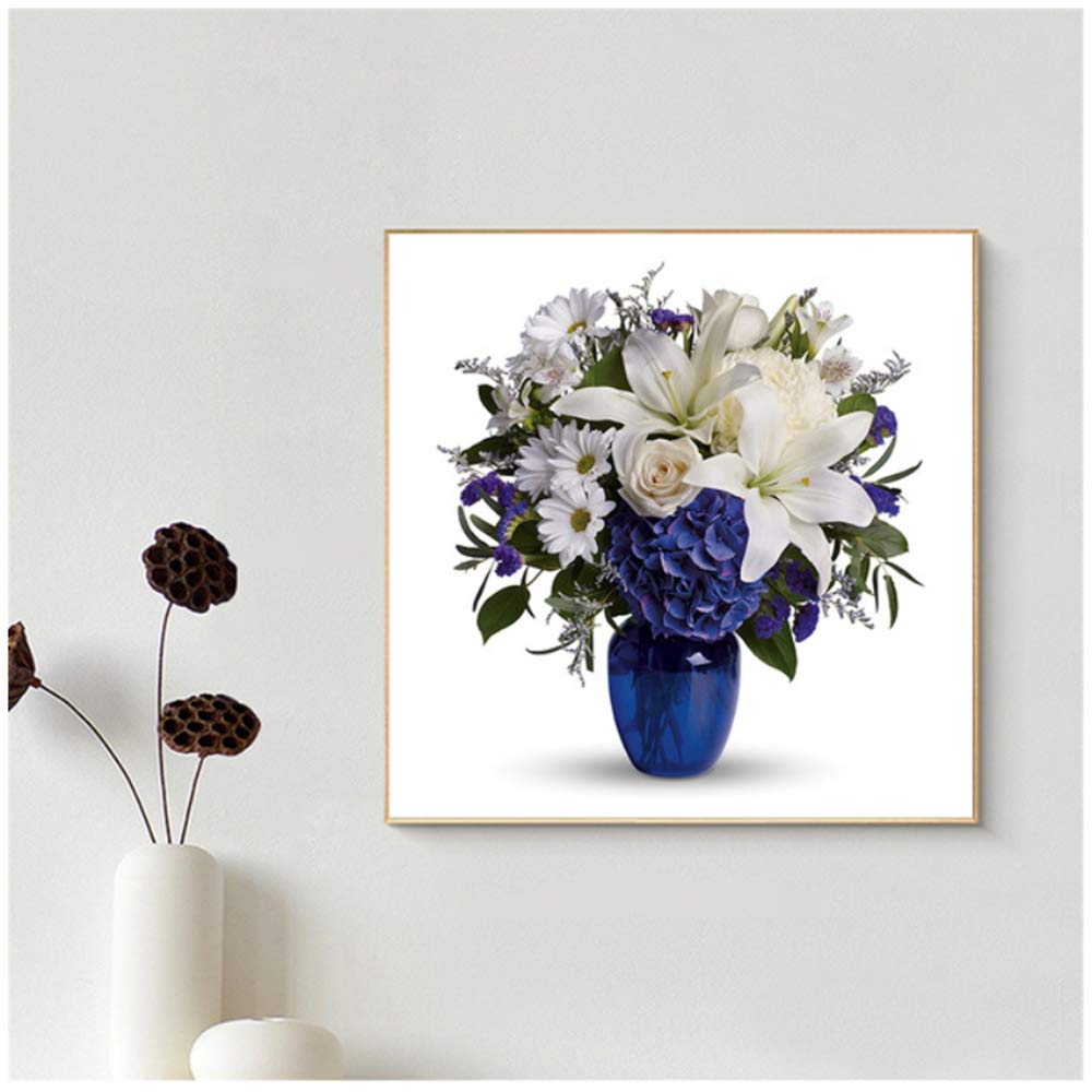 Pintura no Tejida Belleza Cartel Ramos Rosa Asters Flor Pared Lámina Lily Orquídea Crisantemos Decoración del hogar Obra de arte-50x50cm con Marco
