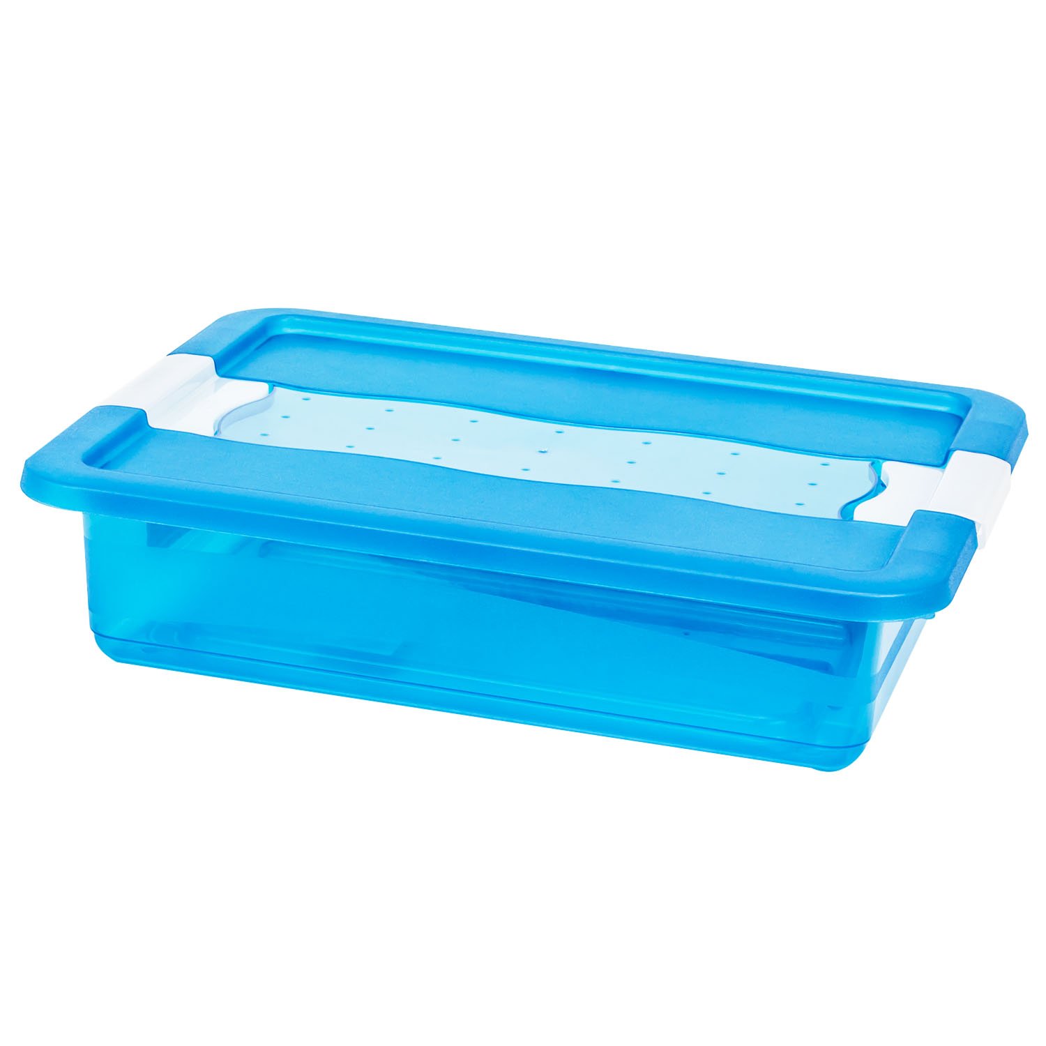 keeeper Aufbewahrungsbox mit Deckel und Schiebeverschluss, 39,5 x 29,5 x 9,5 cm, 7 l, Cornelia, Blau Transparent