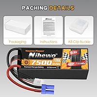 Vista 6 de Paquete de 2 baterías Lipo 4S, 14.8 V 7500 mAh Lipo Baterías Hardcase 100C EC5 Plug Compatible con Arrma E-flite 1/5 1/6 1/7 1/8 Escala RC Coche