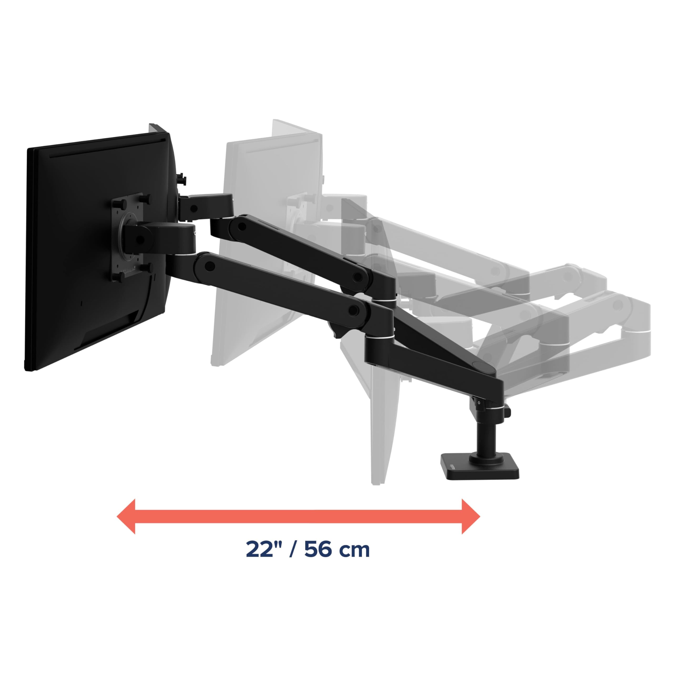 ERGOTRON LX PRO Dual Monitor Arm – uchwyt stołowy z funkcją Constant Force ™ na 2 monitory obok siebie do ok. 27 cali lub 1,8 – 9 kg, regulacja wysokości 33 cm, standard VESA, kolor czarny
