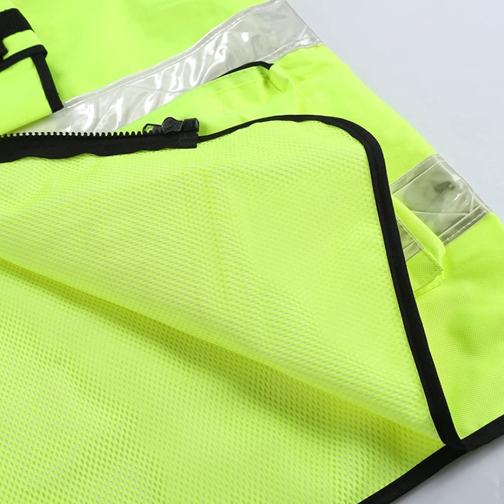 Chaleco de Alta Visibilidad Chaleco de Seguridad Reflectante de Bolsillos múltiples con Cremallera, Chaleco de Trabajo de construcción de Ciclismo Chaleco de Seguridad (Blue : Grün, Size : S)