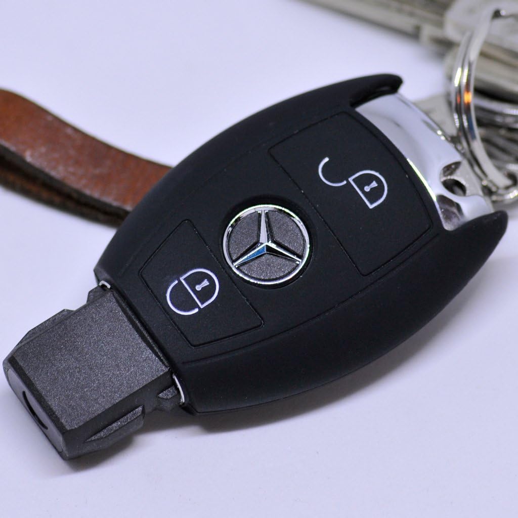 Silber Auto Schlüssel Hülle Schutz Key Cover Schwarz für Mercedes Benz C E S GLK Silber Auto Schlüssel Hülle Schutz Key Cover Schwarz für Mercedes Benz C E S GLK