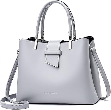 Fashion Handbag Purses Women Top-Handle Bags Ladies Crossbody Bag Satchel PU Leather Shoulder Tote Bags Gray