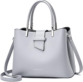 Mode Handtasche Damen Henkeltasche Schultertasche Frauen Umhängetasche PU Leder Beuteltasche Top Griff Taschen Grau