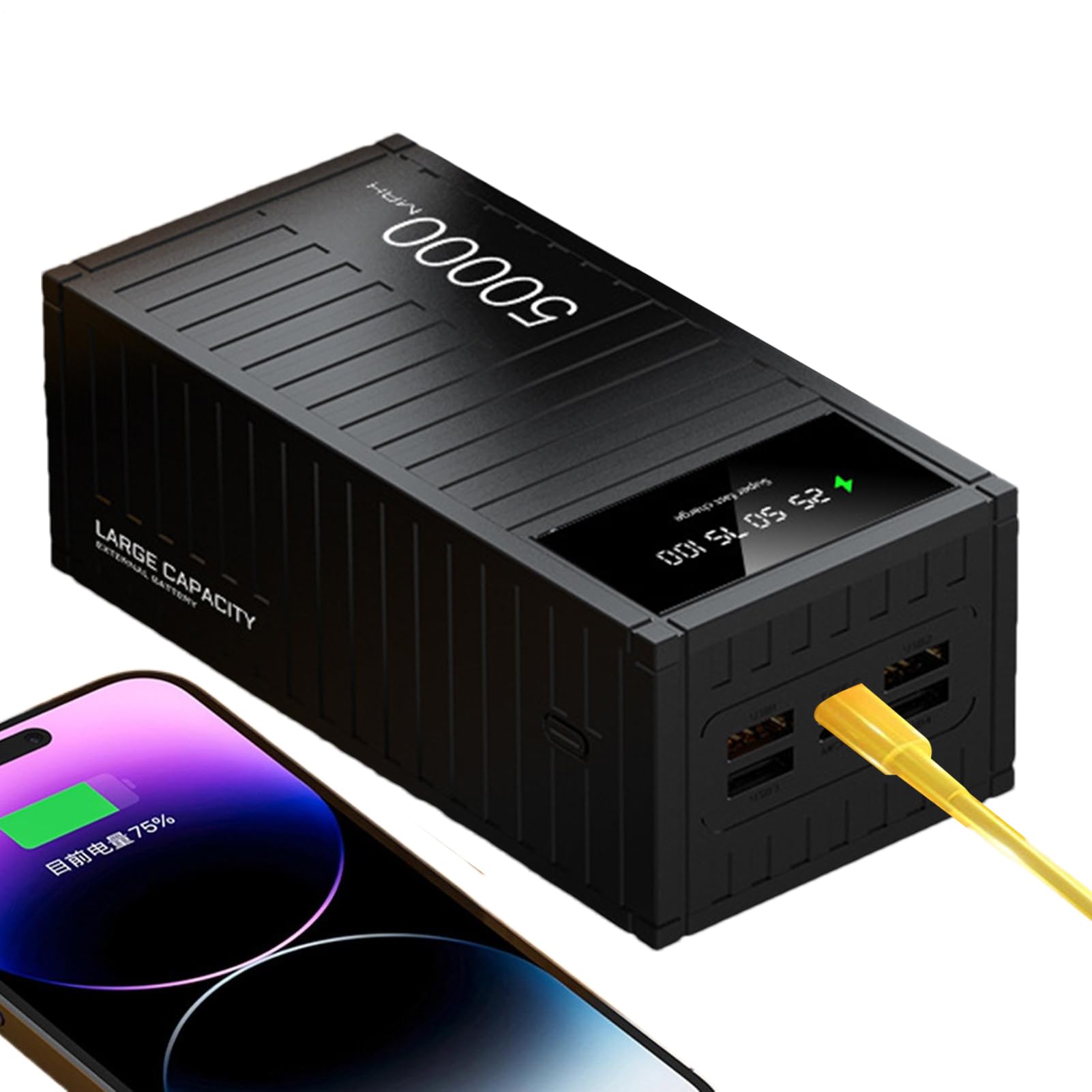 Cargador portátil, 50.000 mAh, batería de carga rápida, batería para teléfono móvil, batería externa portátil con pantalla LED, cargador portátil con pantalla digital, para camping, senderismo