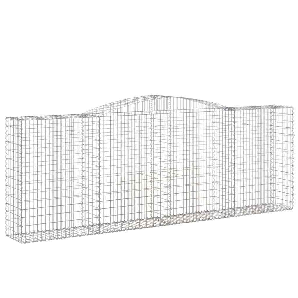 Yngbhfnop Silver Arched Gabion Baskets 8 Pcs 400X50x140/160 Cm Galvanised Iron Garden Fence Wall, 3.5Mm Wire Decorative Retaining Wall For Outdoor Patio Yard Sound Barrier