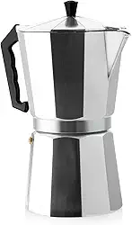 Mimo Style Italiana Expresso Cafeteira de Aluminio com Alça para 12 Cafézinhos, Prata, 600 ml