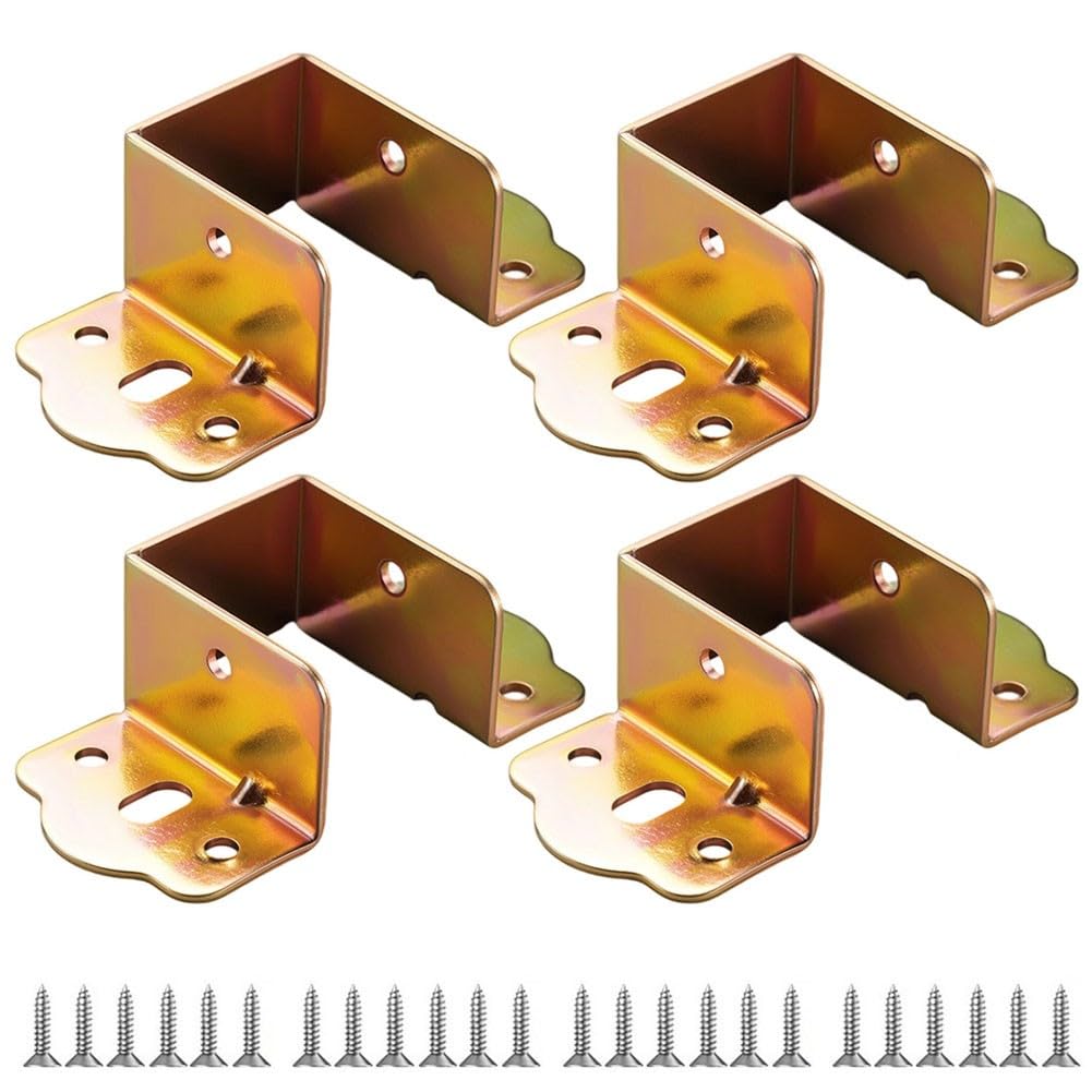 4 Pieces U Shaped Bed Beam Support Reinforcement Reinforced Bed Side Brackets Heavy Duty Metal Support Hinges Mounting Fixings Brackets