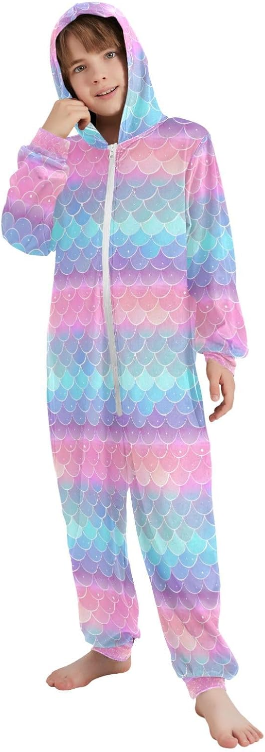 ALAZA Onesie Pajamas Jumpsuit Sleepwear Unisex One-Piece Pajamas 5-14Y