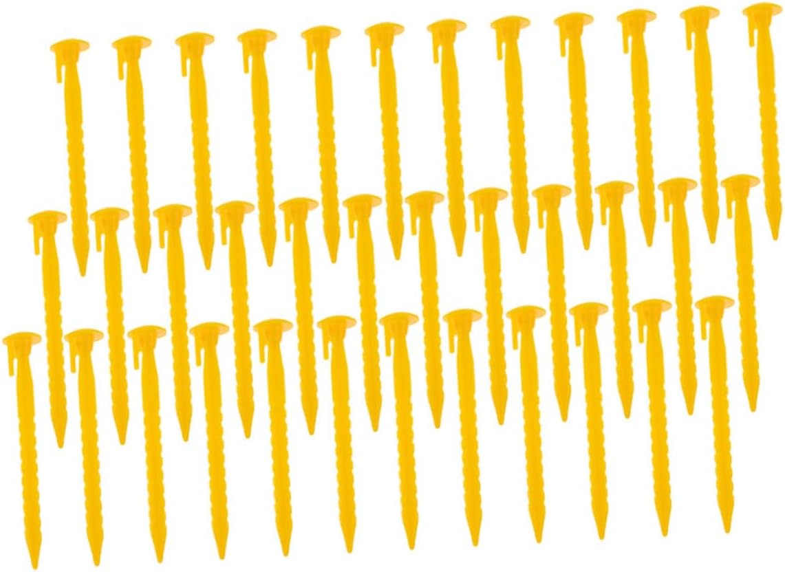 POPETPOP Reusable Plastic Tent Stakes for Camping Beach Tents Heavy Duty Sand Stakes Serrated Nails