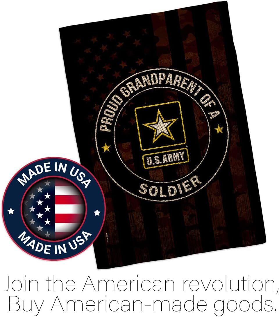 Proud Grandparent Army Burlap Garden Flag - Armed Forces Rangers United State American Military Veteran Retire Official - House Decoration Banner Small Yard Gift Double-Sided Made in USA 13 X 18.5